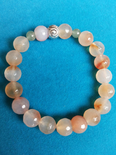 Piedras - Cuarzos,pulsera En Agata Naranja Y Aventurina