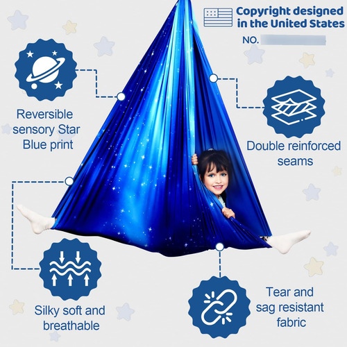Columpio Sensorial Doble Capa Para Niños Y Adultos 300 Lbs Azul (star Blue)