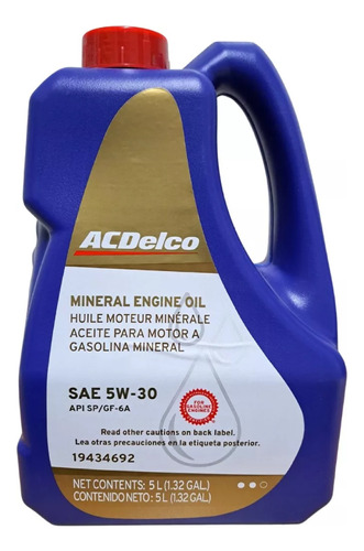 Aceite Mineral Multigrado Motor Gasolina 5l 5w30 Sp
