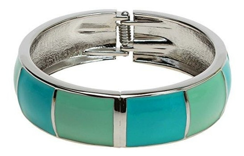 Brazalete - Bright Steel Blue Turquoise Aqua Mint Silver Ton