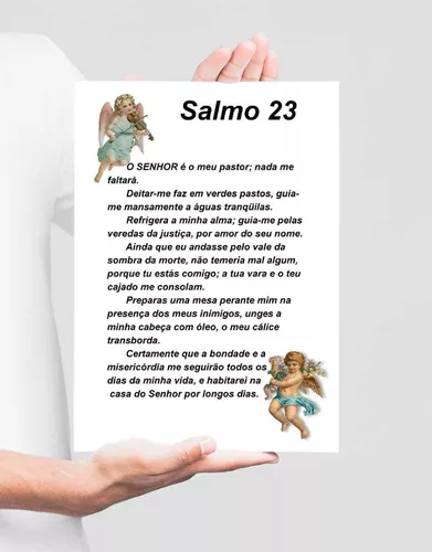 Quadro decorativo Salmo 23 com anjos sku: 148