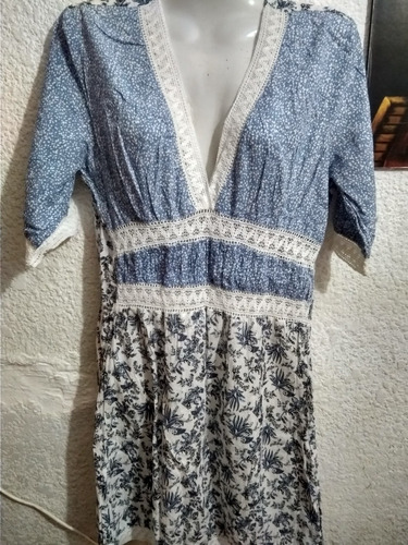 Vestido De Dama Tipo Hindú Talle M ,estampado Con Puntillas,