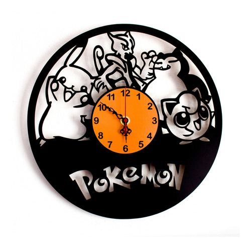 Reloj De Pokemon Artesanal Negro Naranja