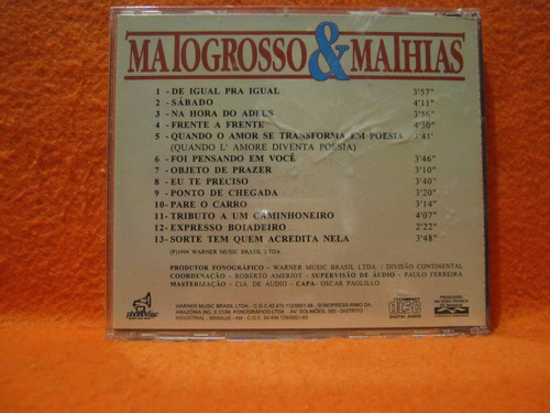 Imagem 2 de 2 de Matogrosso E Mathias Tributo A Um Caminhoneiro - Cd Lacrado
