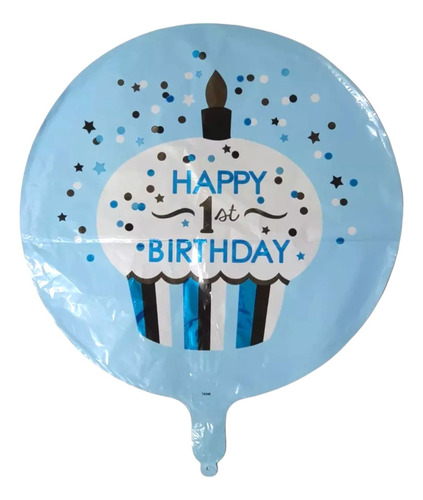 Globo Metalico 18 Happy Birthday Cupcake. Incluye 2 Piezas