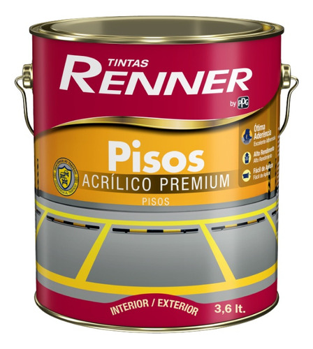 Pintura Para Pisos Renner Int / Ext De Alto Transito 3,6 Lt Color Verde