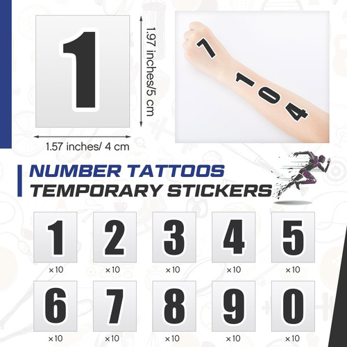 100 Unidades De Tatuagens Com Número De Triatlo Número Tempo