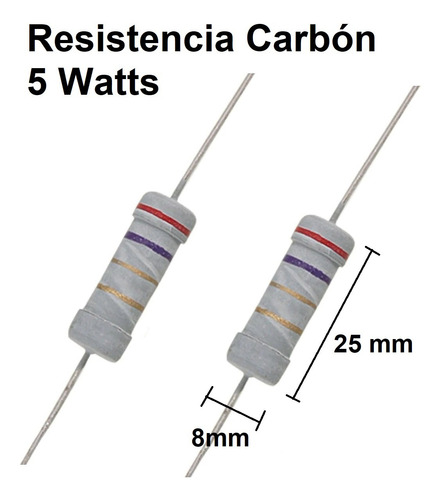 2x Pack Resistencia Carbón 5 Watts ( 130000 Ohm 130k )
