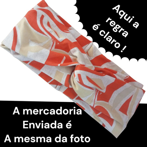 Faixa Cruzada De Cabelo Bandana Aberta Chega Rápido Cor Laranja Estampada