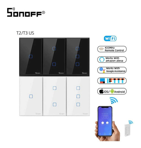 Interruptor Smart T2 Sonoff Wifi Tactil 1 Boton Blanco Alexa