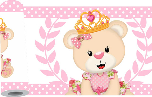 5 Adesivos Parede Faixa Infantil Ursas Princesas Rosa Linda