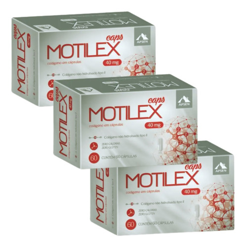 Motilex - Kit C/180 Cápsulas - Colágeno Tipo 2 P/ Joelho Sem Sabor
