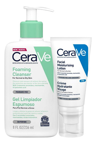 Combo Noche Cerave Gel De Limpieza / Loción Hidratante Pm