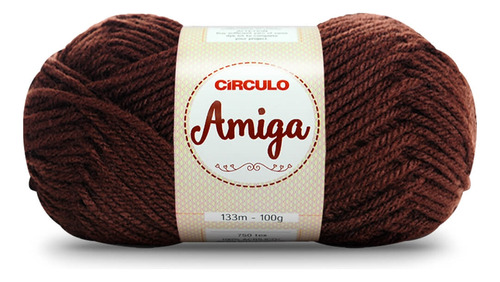 Lã Amiga Tricô Circulo Novelo 100g 133 M (750 Tex) Cor 608 - Chocolate