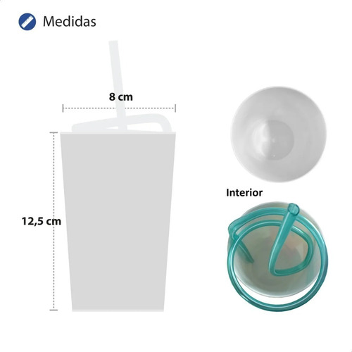 Imagen 2 de 9 de Vaso Plastico Infantil Niños Niñas Escolar Sorbete