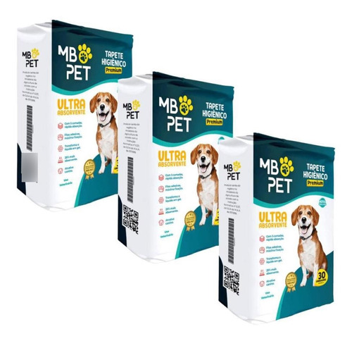 Tapete Higiênico Mb Pet Premium Ultra Absorvente 90 Unidades
