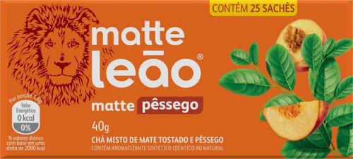 Chá Matte Leão mate pêssego em sachê 40 g 25 u