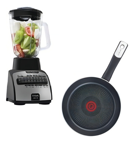 Set Licuadora Vaso Vidrio 14 Vel Y Sarten Tefal Ln8148mxm6 Color Negro