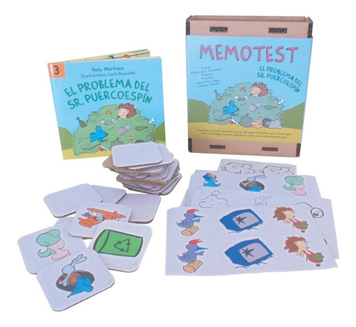 Memotest 40 Pzas Para Pintar + Libro Sr. Puercoespin