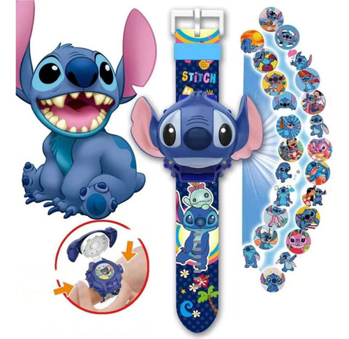 Reloj Proyector Niños Dibujos Animados 24 Imágenes Stitch