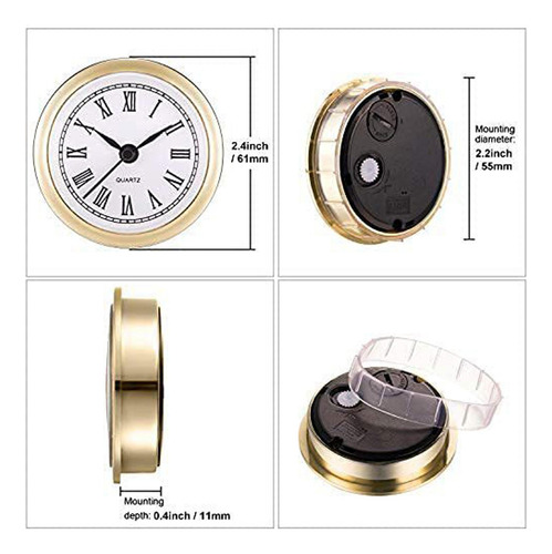 2.4in Reloj De Insertar Reloj De Pared Movimiento Dorado