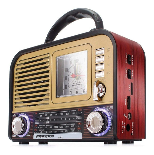 Caixa de som Grasep D-F9 portátil com bluetooth vermelha 110V/220V
