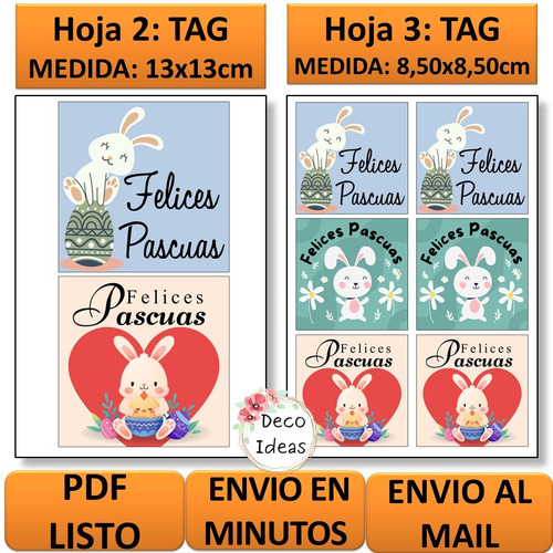 Imagen 3 de 6 de Kit Imprimible 005 Felices Pascuas Tags Etiquetas Stikers