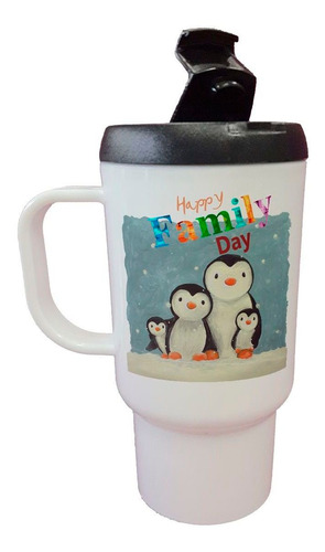 Jarro Termico Happy Family Day Familia Pinguinos Diseño