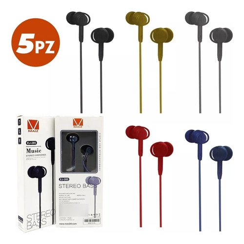 5pz Audifonos Alambricos In-ear Manos Libres Pc Jack 3.5mm