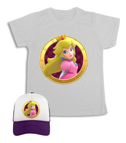 Princesa Mario Bros Camiseta + Gorra  Combo Para Niña