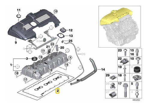 Imagen 4 de 5 de Junta Tapa Punterias Bmw 323i 328i 528i X3 X5 Z4 Culata