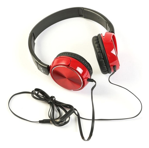 Fones de ouvido com microfone de cabo, viva-voz, celular, tablet, cor vermelha