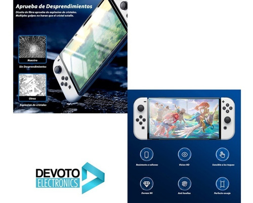 Kit 2-1 Funda Nintendo Switch + Vidrio Templado Oled 9h