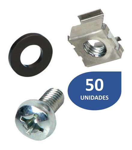 Imagen 1 de 2 de Bolsa De 50 Tornillos Para Rack Con Tuerca Tipo Grapa 50 Und