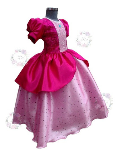 Vestido Disfraz Princesa Peach Niña Elegante Mario Bros La Pelicula