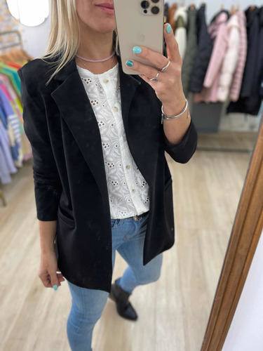 Imagen 4 de 9 de Blazer Saco Largo Lima Naranja Blanco Mujer The Big Shop