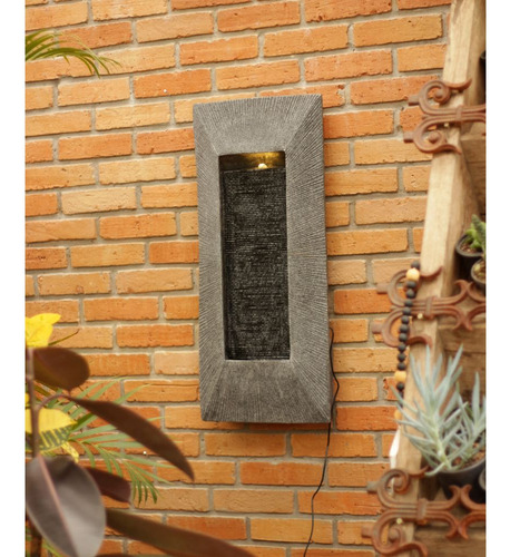Fonte Natural Cascata Parede Água Retangular Decorativa Led