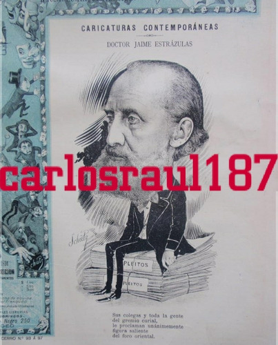 Revista De 1891 Caricatura En Portada De Jaime Estrazulas