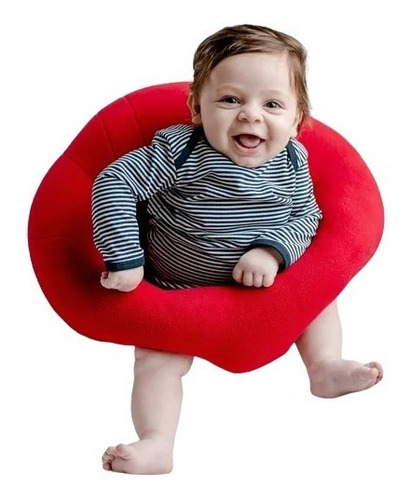 Almofada Apoio Puff Para Bebe Sentar Sofazinho Antialérgico Cor Vermelho
