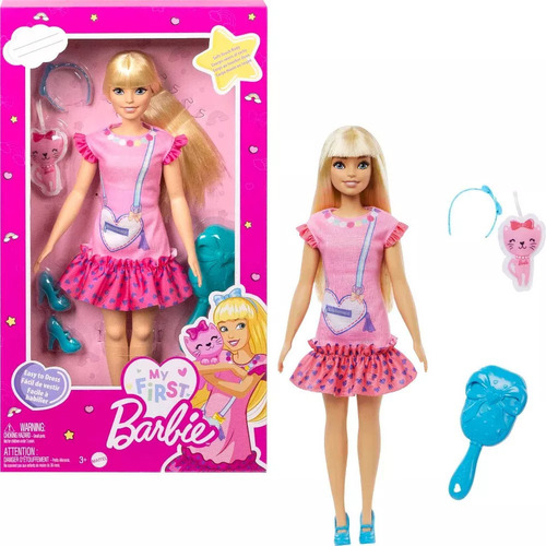 Muñeca My First Barbie Con Gato Textura Suave Malibu Roberts y articulaciones internas