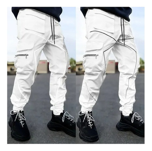 Pantalones Cargo Reflectantes Para Hombre New Joggers Casual