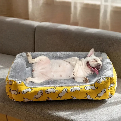 Acogedora Cama Rectangular De Felpa Para Mascotas