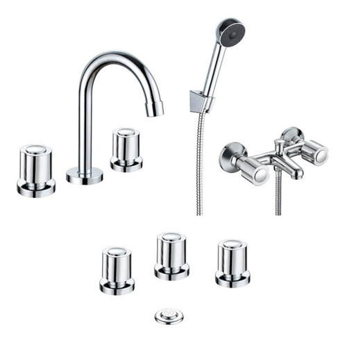 Imagen 2 de 10 de Combo Baño Mueble Grifería Sanitario Accesorios Espejo