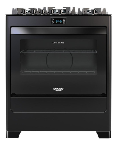 Fogão 5 Bocas Preto Com Mesa De Vidro E Timer Digital Bivolt