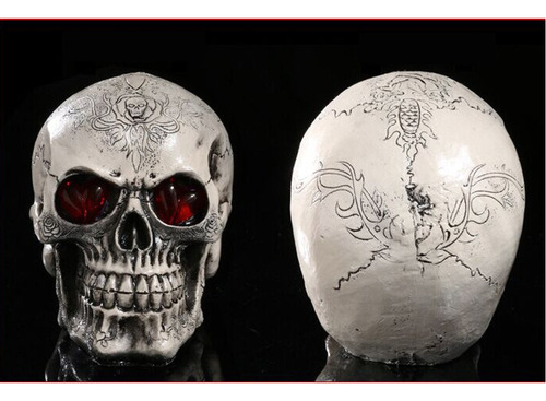 Calavera De Resina Con Ojos Led, Decoraci?n For Halloween