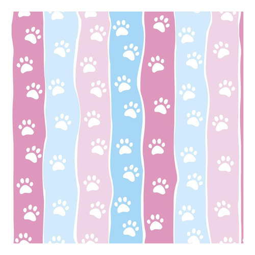 Papel De Parede Animal Patinhas Fundo Rosa E Azul Bebê