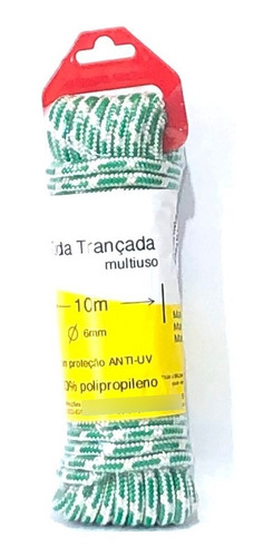 Corda Trançada 6mm Polipropileno 100% Virgem Meada De 10mts