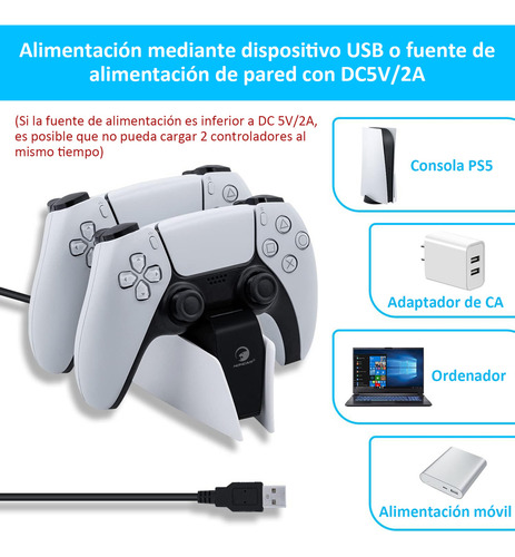 Base Cargador Para Consola Soporte Ps5 5v2a Carga Rápida