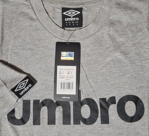 Playera Umbro Linear Logo Graphic Tee Gris 100% Original
