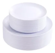 Comprar Pulote 100 Platos De Plástico Blanco De Alta Calidad, Pesado